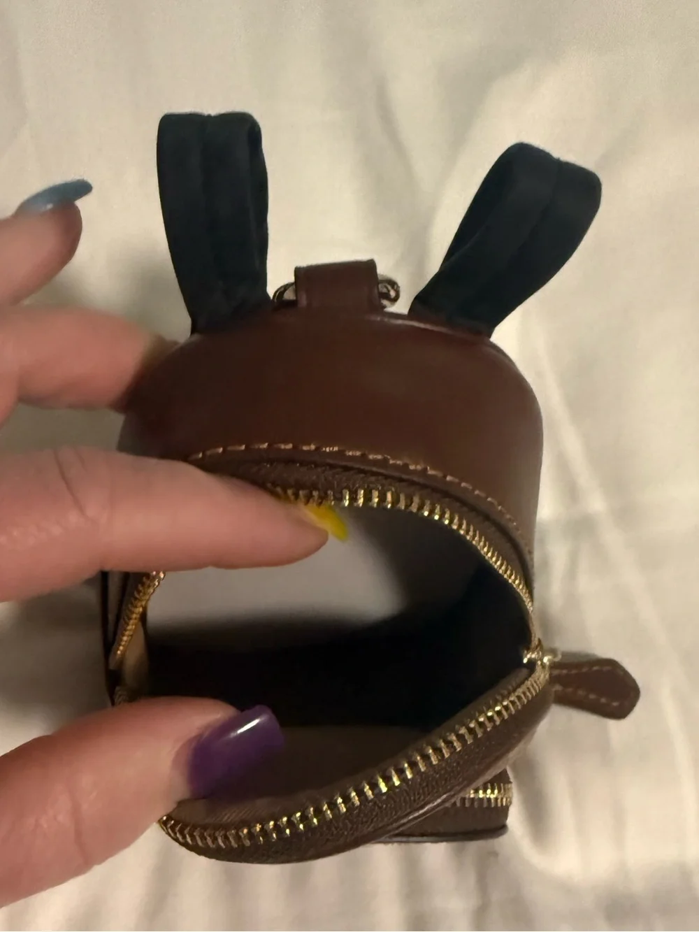 Coach Mini Court Brown Monogram Backpack Bag Charm with Gold Tone Hardware! NWT